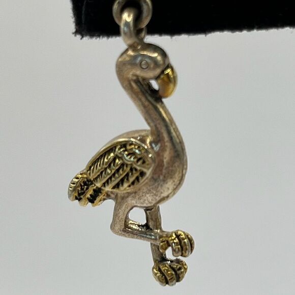 ML Flamingo pierced earrings, gold and silver tone - Picture 6 of 6